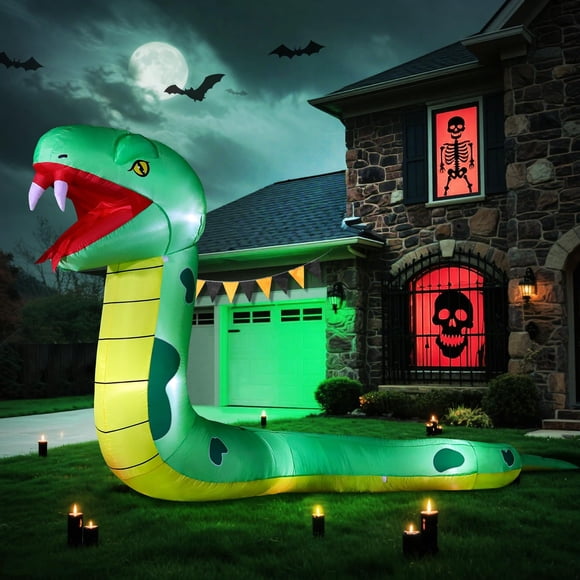 Decoración inflable DomKom Halloween Snake de 3,9 m con LED