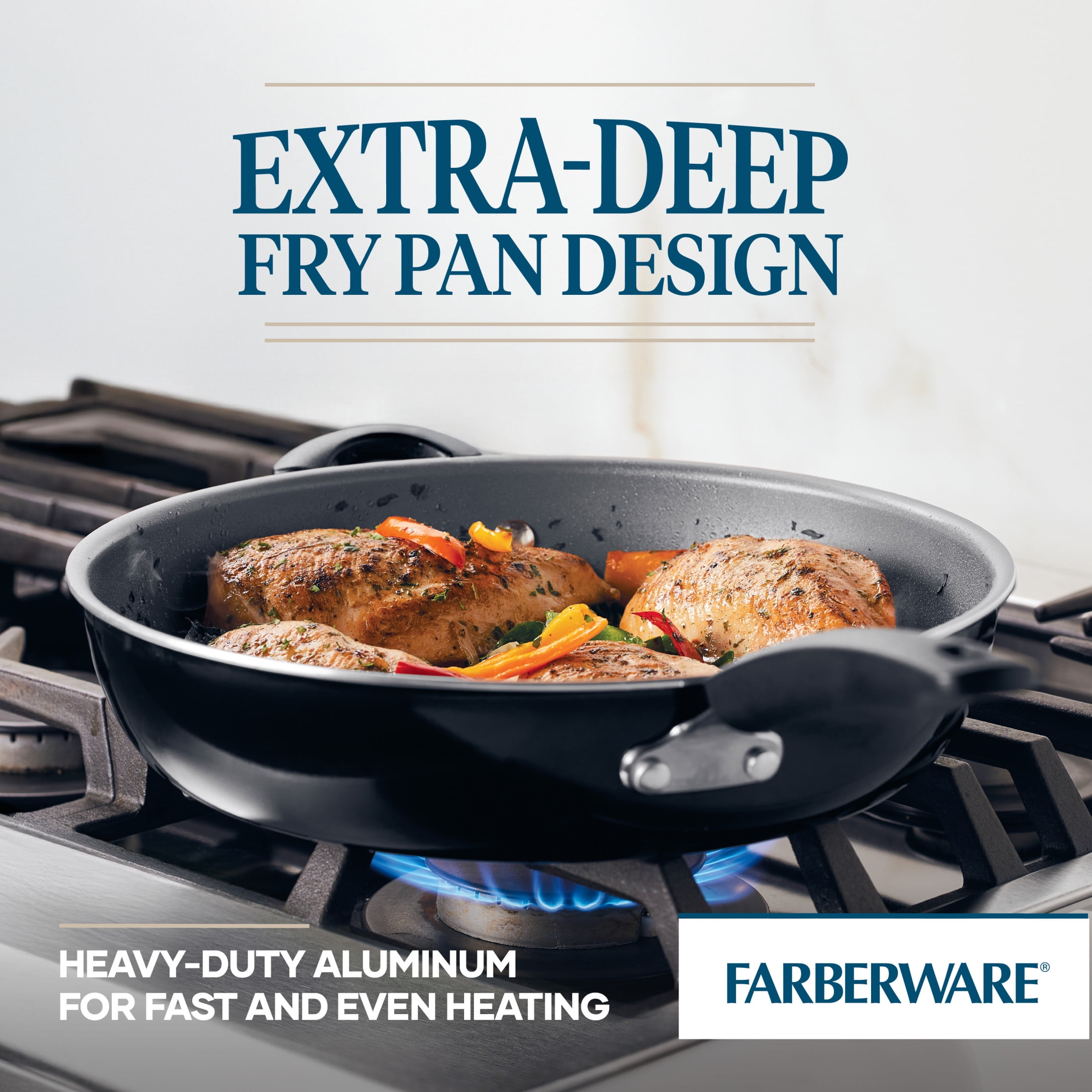 Farberware Easy Clean Pro 12.5 Inch Ceramic Nonstick Frying Pan / Skillet with Helper Handle, Dishwasher Safe, Black