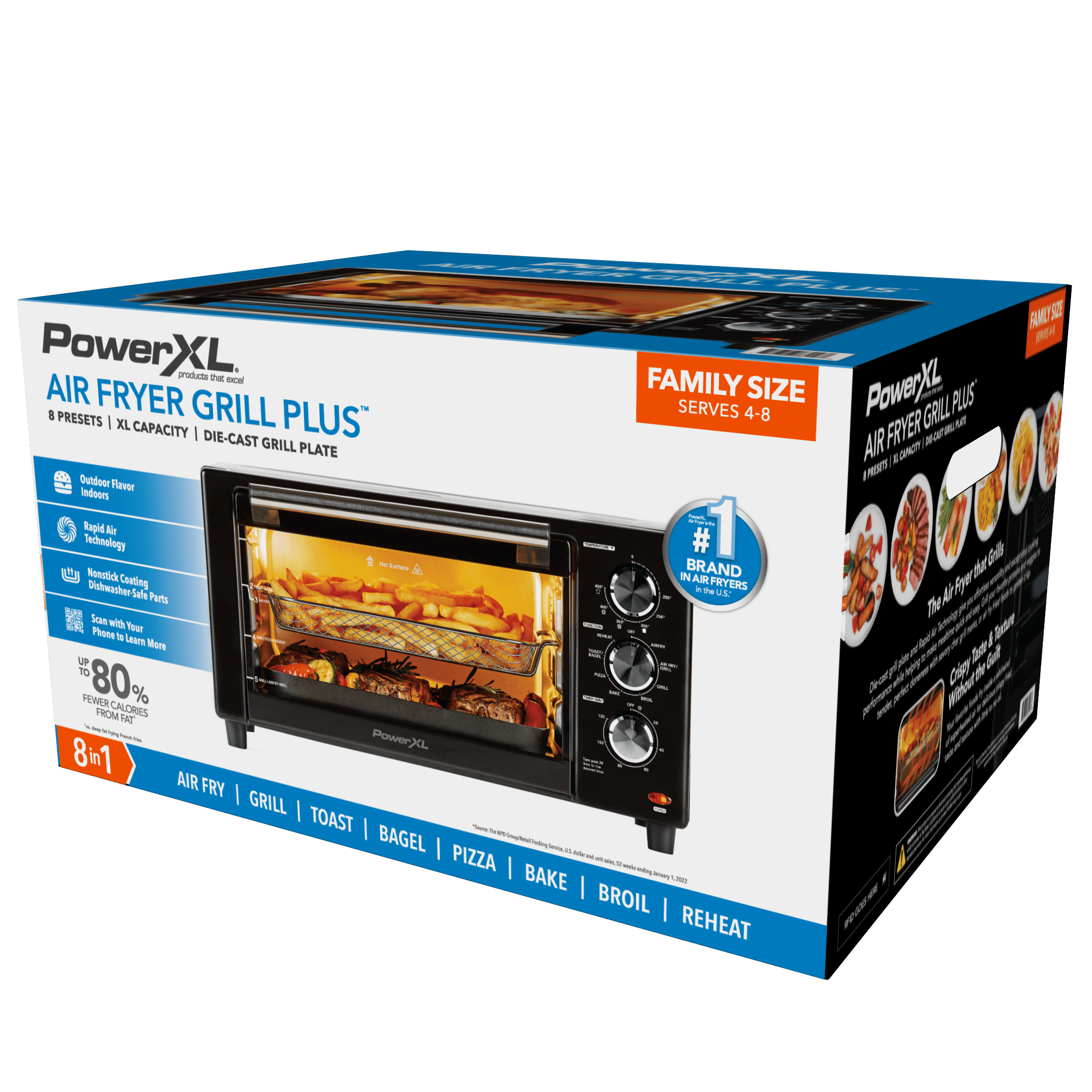 PowerXL AFG-05A Grill Air Fryer Home, Electric Indoor Grill and 5.5 Quart Air  Fryer Multi-Cooker Black