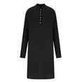thumbnail image 4 of RongHuan Men's Long Sleeve Muslim Thobe Robe Button Up Kaftan With Side Split and Pockets Stand Collar Soild Color Robes, 4 of 6