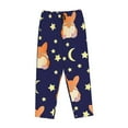thumbnail image 4 of Kll Womens Corgi Lying With Moons And Stars Print Pajama Pants Soft Pajama Bottoms For Women Cozy Lounge Pants, 4 of 9
