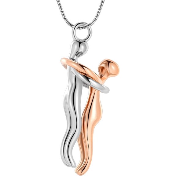 Cremation Jewelry Couples Hug Necklace for Ashes, Affectionate Hug Necklace Couple Jewelry Pendant Necklace Cremation Ashes Necklace Memorial Jewelry for Human