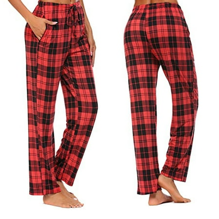 

Mother S Day Gift Comfortable Plaid Prints Pajamas Wide Leg Pants Long Yoga Pants Red Xl