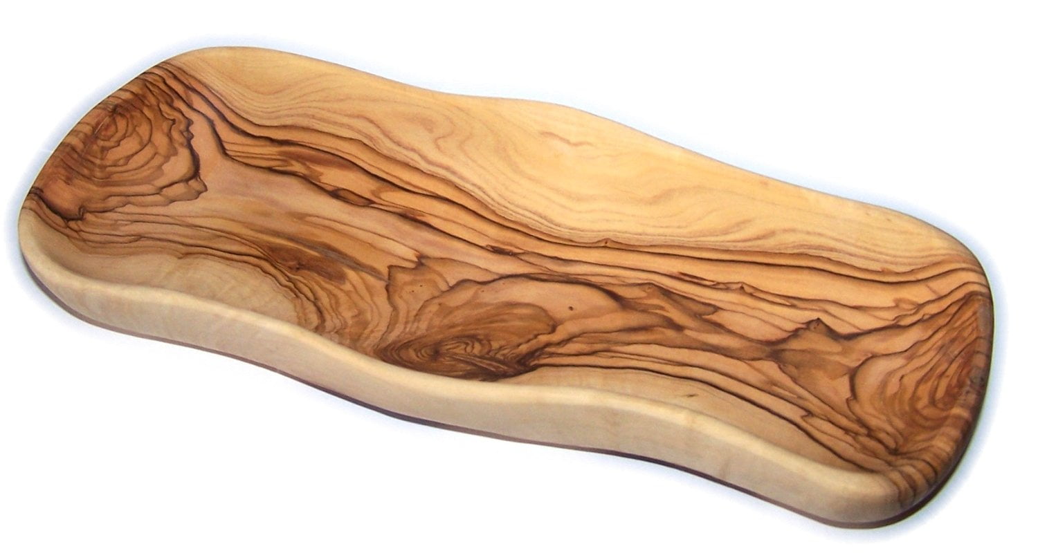 BEAUTIFUL OLIVE WOOD BREAD DISH / BOWL FOR SERVING BREAD 10 14