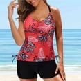 thumbnail image 6 of Tankini Bathing Suits for Women Tummy Control Modest Swimsuits Plus Size Two Piece Swimwear Floral Top Boy Shorts,  Red L, 6 of 9