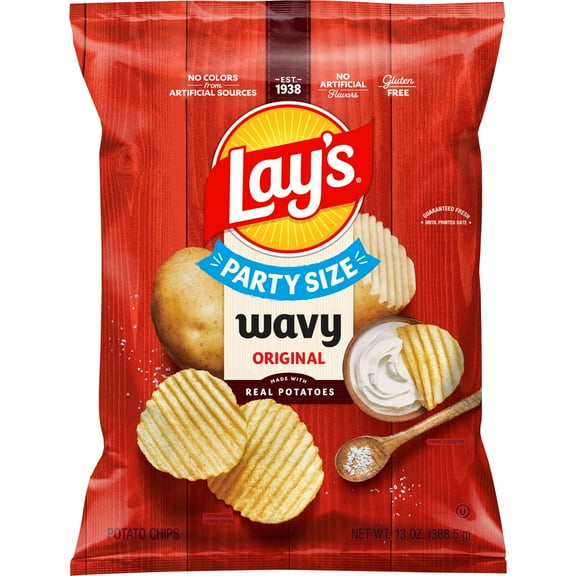 Lay's Wavy Original Potato Chips, Party Size, 13 oz Bag