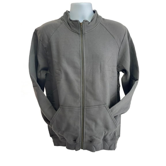 GILDAN Platinum Men's Cadet Collar Cotton Full Zip Sweatshirt Charcoal Grey Med