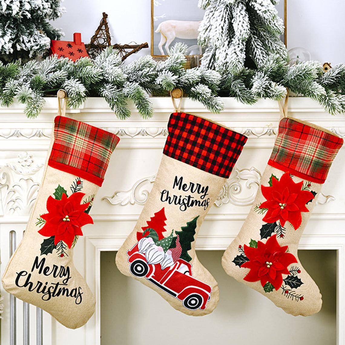 Christmas Stocking, Wall Hanging Bedroom Christmas Tree Oranment Décor Fireplace Holidays Party 