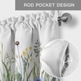 thumbnail image 6 of Botanical Flower Farmhouse Short Window Curtain Valances, Watercolor Colorful Floral Herbs Plants Rod Pocket Kitchen Valances for Living Room Bedroom Bathroom Cafe 54" x 18", 6 of 8