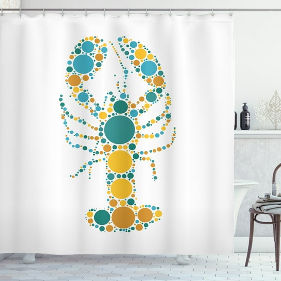 Ambesonne Lobster Shower Curtain, Pointillist Colorful, 69"Wx70"L, Multicolor