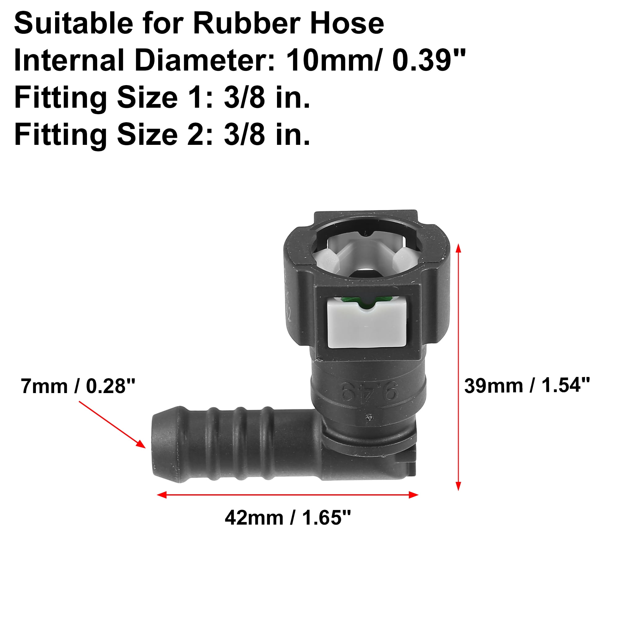 Unique Bargains 2pcs Fuel Line Quick Connect 90 Degree Adapter for 3/8 Rubber Tubing