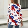 thumbnail image 5 of Women's Patriotic Star Print 250th Anniversary USA Shirt V-Neck Button 3/4 Sleeve T-Shirt, 5 of 5