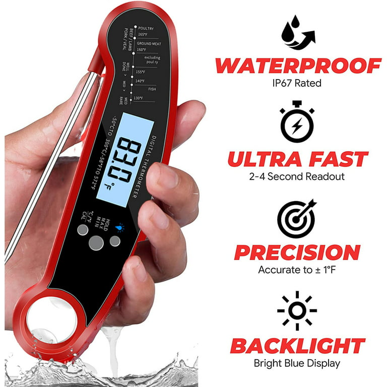 LNGOOR Digital Food Thermometer for Kitchen, Outdoor Cooking, BBQ