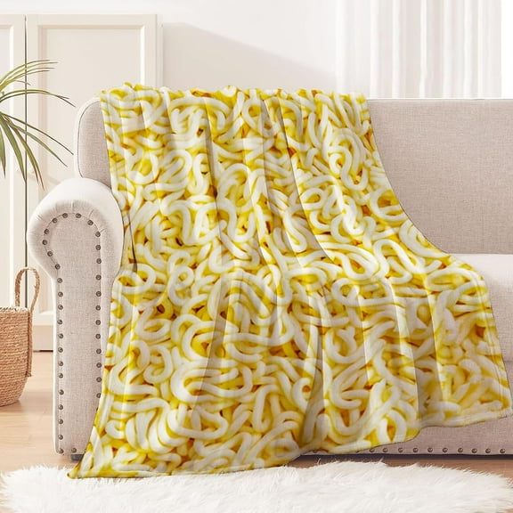 Ramen Noodles Blanket for Teens Boys Girls and Mom Gifts, Funny Food Throw Blanket for Couch Sofa Bed Camping/Birthday/Christmas/Gag Gift 50" X 60"