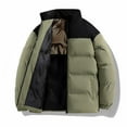 thumbnail image 5 of APEXFWDT Women's Plus Size Color Block Puffer Jacket Full Zip Warm Padded Coat Stand Collar Long Sleeve Casual Outerwear for Cold Days,L,Army Green, 5 of 5
