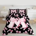 thumbnail image 2 of Manfei Letter Monogrammed M Full Size Comforter Sets 3-Piece for Boys Girls,Kawaii Ribbon Bow Bedding Comforter Set,Dreamy Princess Lightweight Bedding Sets,Lightweight Room Decor,Reversible, 2 of 8