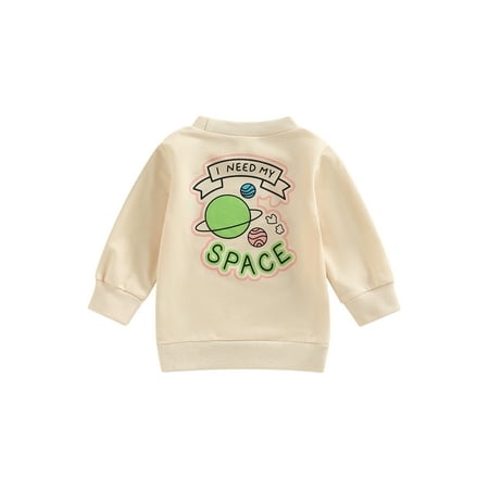 

Gzhioc Baby Girls Sweatshirt Long Sleeve Crew Neck Planet Letters Print Casual Pullover Tops 0-3 Years