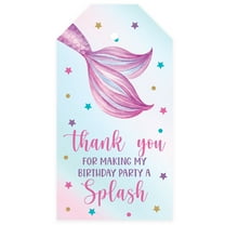 Koyal Wholesale Kids Party Favor Classic Thank You For Making My Birthday Party A Splash Gift Tags with String, Mermaid