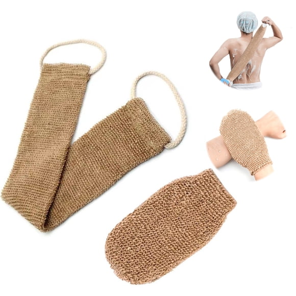 Matsuzay Depurador de espalda hecho de fibra de yute con ingredientes naturales de lino para facilitar el baño y la eliminación de la piel Juegos de accesorios de baño