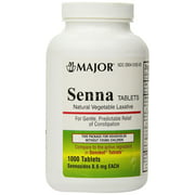 Major Senna Natural Vegetable Laxative Tablets, 8.6mg, 1000 count