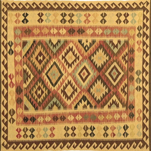 Ahgly Company Indoor Square Southwestern Brown Country Area Rugs, 5' Square