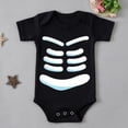 thumbnail image 5 of Byoo Infant Boys' Bold Graphic Bodysuit Halloween Skeleton Print Short‑Sleeve Crewneck Dress‑Up Romper, Black, 5 of 5