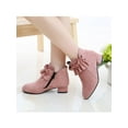 thumbnail image 4 of Rotosw Kids Princess Boot Comfort Short Booties Side Zip Ankle Boots Lightweight Plush Lined Warm Bootie Performance Slip Resistant Winter Shoes Pink 13C, 4 of 7