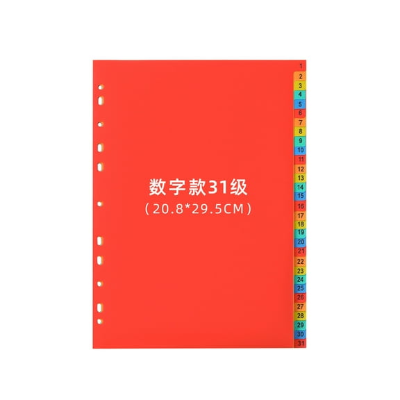 2 Sets Plastic Binder Dividers with 1-31 Number Tabs Insertable Page Separator Sheets Index File Dividers for Planner Journal Notebook