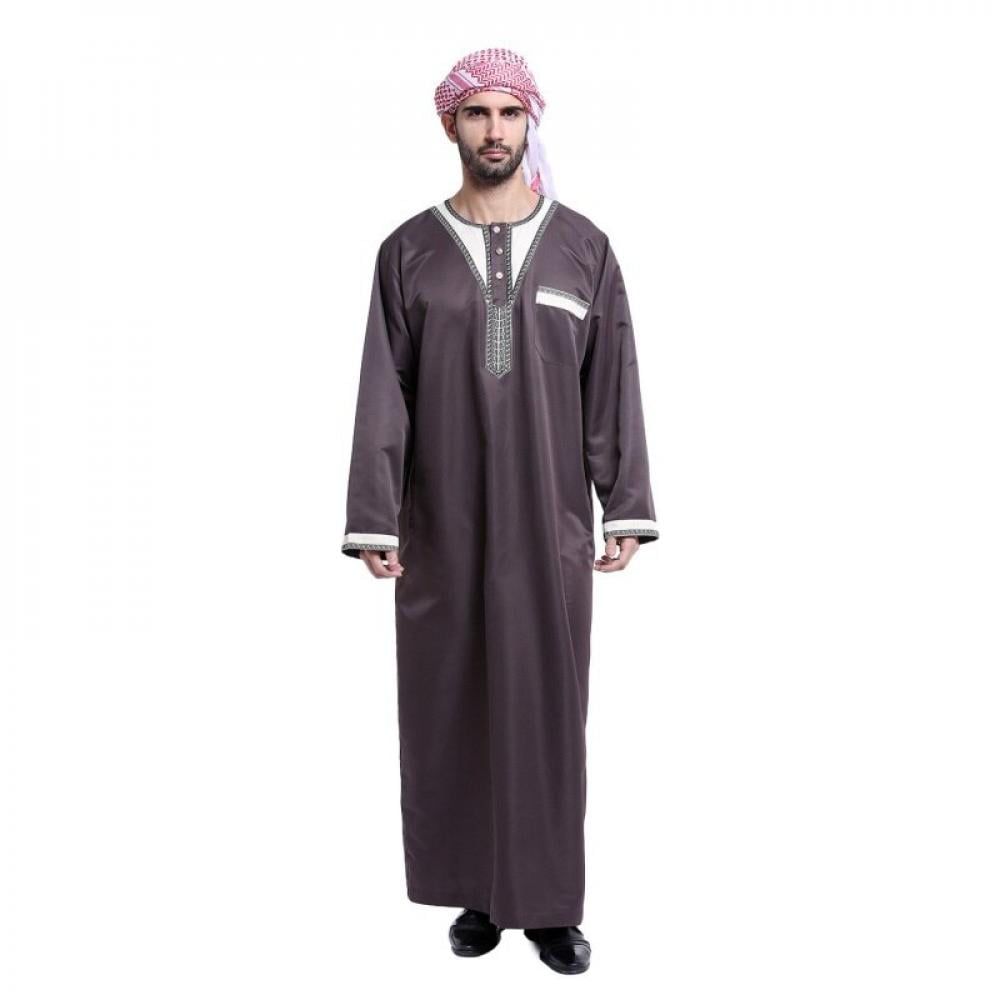 Men Saudi Style Thobe Abaya Robe Dishdasha Arab Kaftan Muslim Islam Summer Dress 