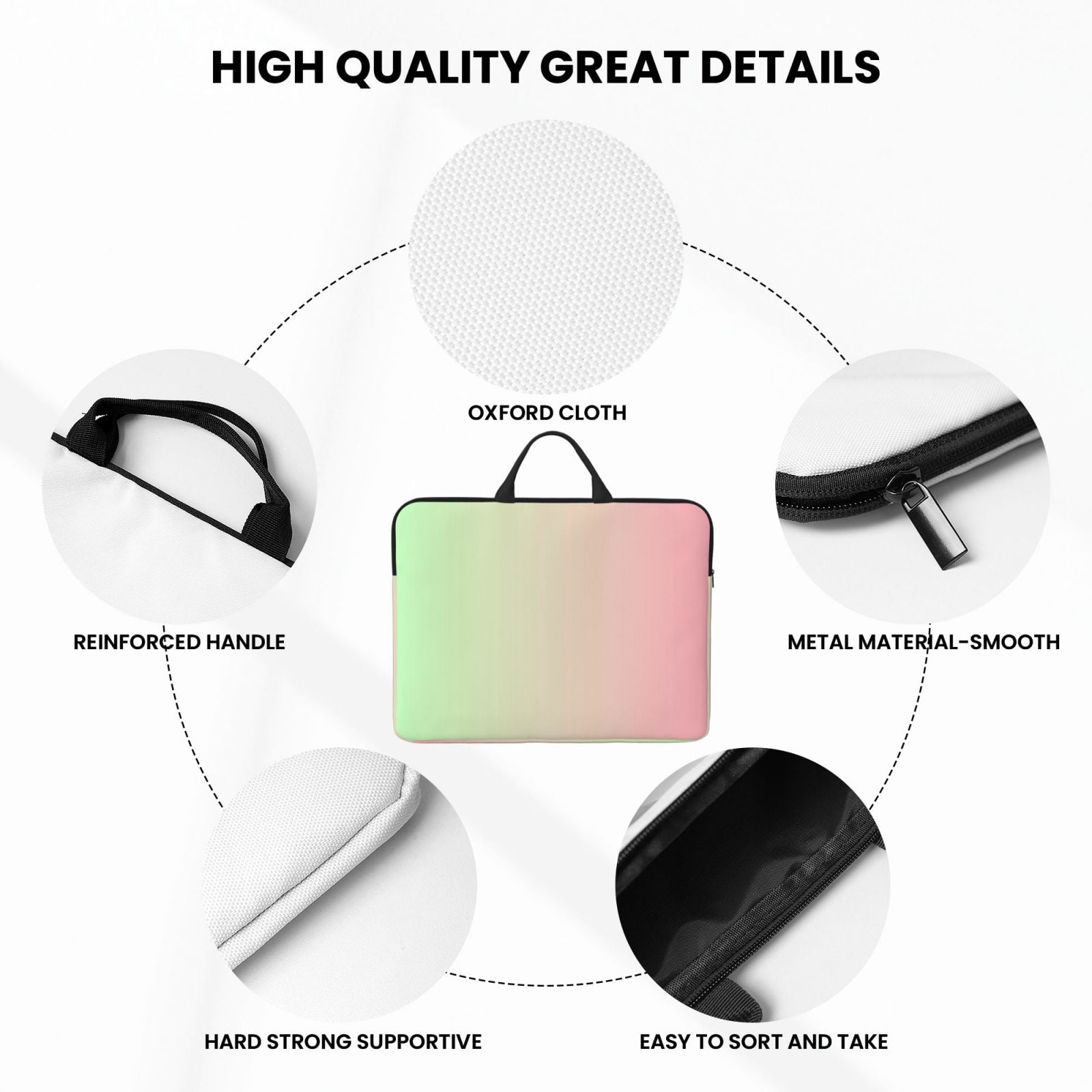 Laptop Sleeve Bag For Women Men 14inch Waterproof Durable Protective Computer Carrying Cover Handle Laptop Case Bag Green Gradient