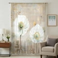 thumbnail image 2 of White Flowers Semi Sheer Curtains Drapes for Living Room,Bedroom,French Doors Window 84 Inches Long,Vintage Floral Butterfly Farmhouse Beige Rod Pocket Chiffon Curtain Drapery Voile Draperies Panel, 2 of 8