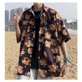 thumbnail image 1 of Camisa con botones para hombre, media manga, personajes de dibujos animados, camisa holgada informal con botones de manga corta para verano, 1 of 8
