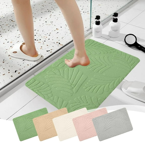 InsCrazy Bathroom Rugs Rugs Absorbent Non-Slip Foam Machine Washable Soft Velvet Bath Mats Easier to Dry for Bathroom Floor Bath Decor 17" x 24"