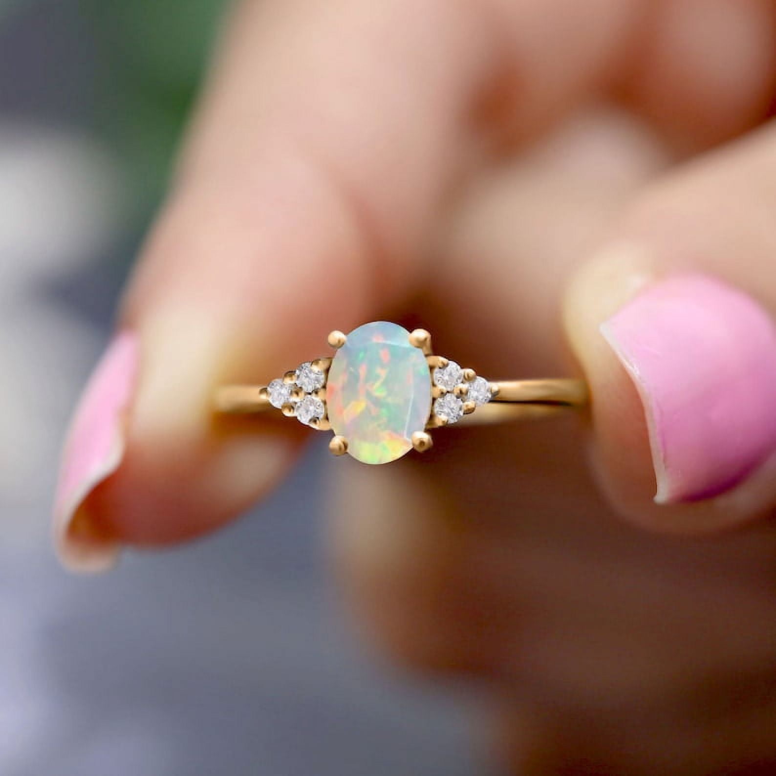 Vintage Natural Opal Engagement Ring October Birthstone Dainty Opal Ring Anniversary Birthday Gift offers For Her Opal Jewelry Opal Promise Ring