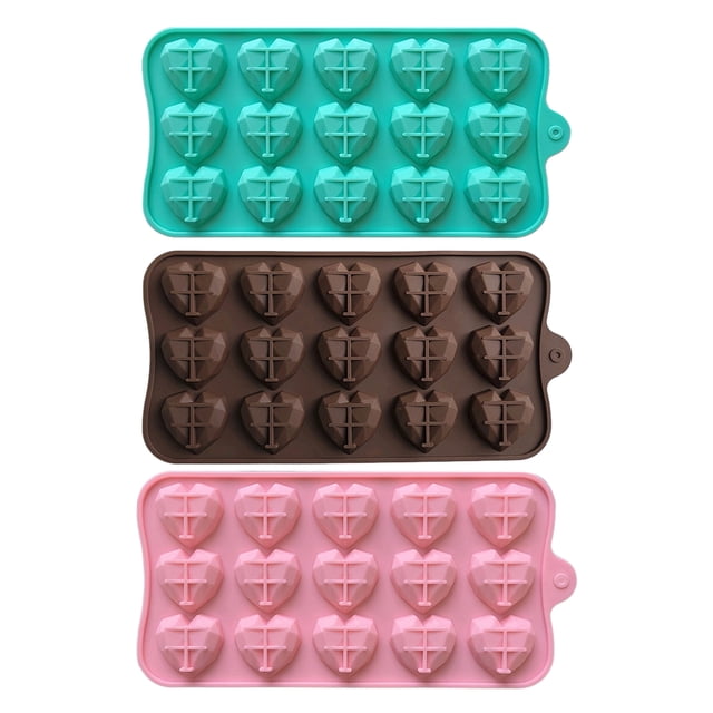 Molde de silicona con forma de corazón de diamante 3D, 15 rejillas, bandeja de silicona para hornear pasteles, mousse de chocolate y postres.