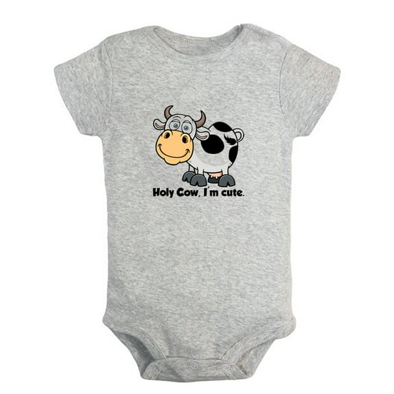 Holy Cow I'm Cute Funny Rompers For Babies, Animal Cow Pattern Romper Baby Jumpsuit, Newborn Baby Unisex Bodysuits, Infant Jumpsuits, Toddler 0-24 Months Kids One-Piece Oufits