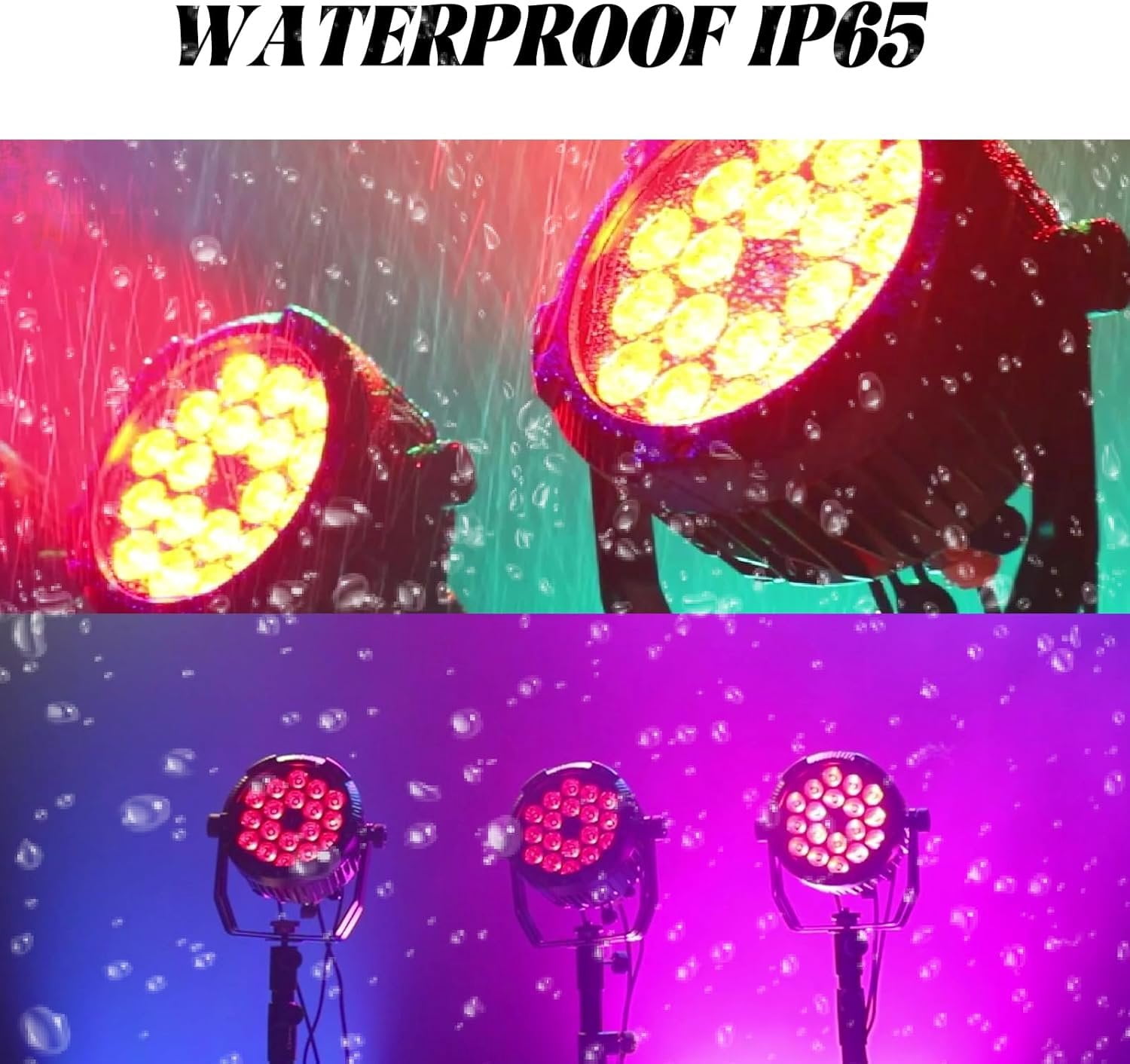 Outdoor  Par Lights, IP65 Stage Light, LED Uplights with DMX512 Sound Activated, DJ Lighting for Christmas Event Party Wedding Disco (1, 4 Colors Mixed)