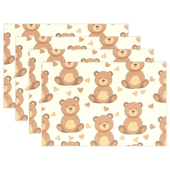 Teddy Bears 12×18 inch Placemats Heat Resistant Washable Foldable Rectangular Placemats Set Decoration Indoor Outdoor for Kitchen Dining Table 1PC
