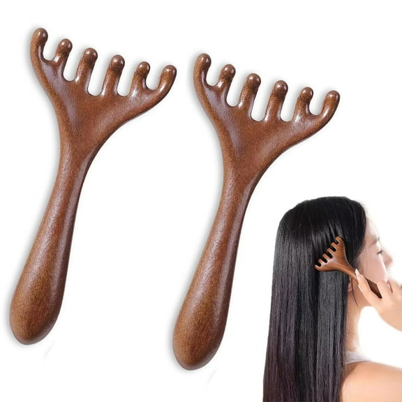 SENIURIS 2Pcs 5 Touch Therapy Comb Massage, Six-Claw Meridian Massage Comb, Meridian Gua Sha for Head and Neck.