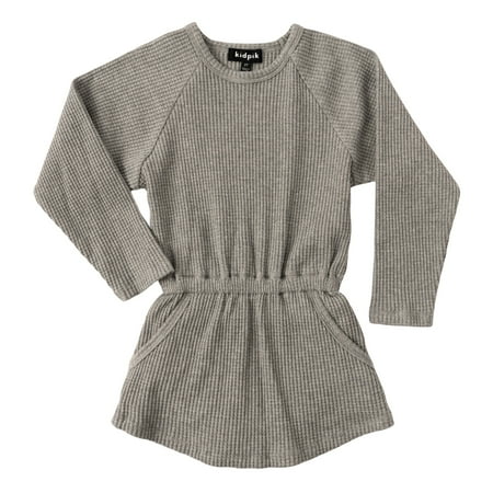 

KIDPIK Girls Long Sleeve Thermal Knit Drop Waist Dress Size: 12 Months - XXL (16)