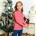 thumbnail image 6 of Ruyang Girls Ruffle Shirt Kids Long Sleeve Cotton Base Layer Top Winter Cute Trendy Thermal Plain Soft T Shirt, 6 of 6