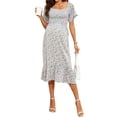 thumbnail image 1 of xiaxaixu Femme Enceinte Robe Florale à Col Carré Robe en Mousseline de Soie à Manches Courtes Robe Midi Été Robe de Maternité Décontractée, 1 of 8