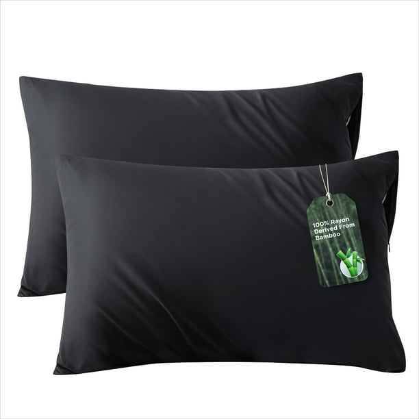 Fundas de Almohada Bedsure King con Cremallera, Ráfaga de Bambú Negro y Efecto Fresco