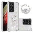 thumbnail image 1 of Funda para Samsung Galaxy S21 Ultra 5G con Brillo Líquido Flotante, Purpurina, Parachoques y Anillo Giratorio Soporte, 1 of 5