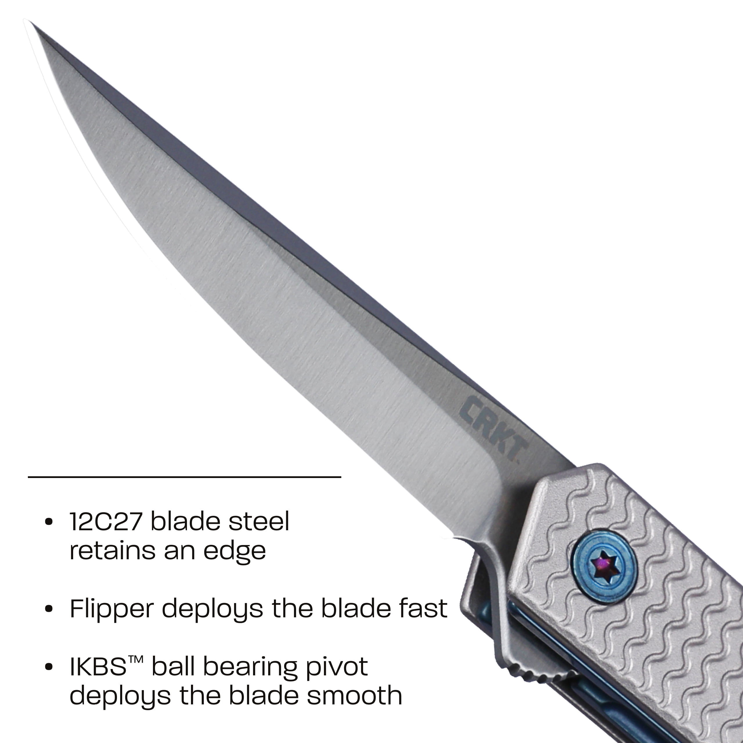 CRKT CEO Microflipper Everyday Carry EDC Pocket Folding Knife with Liner Lock: 12C27 Plain Edge Blade, Aluminum Handle, Reversible Pocket Clip, 7081