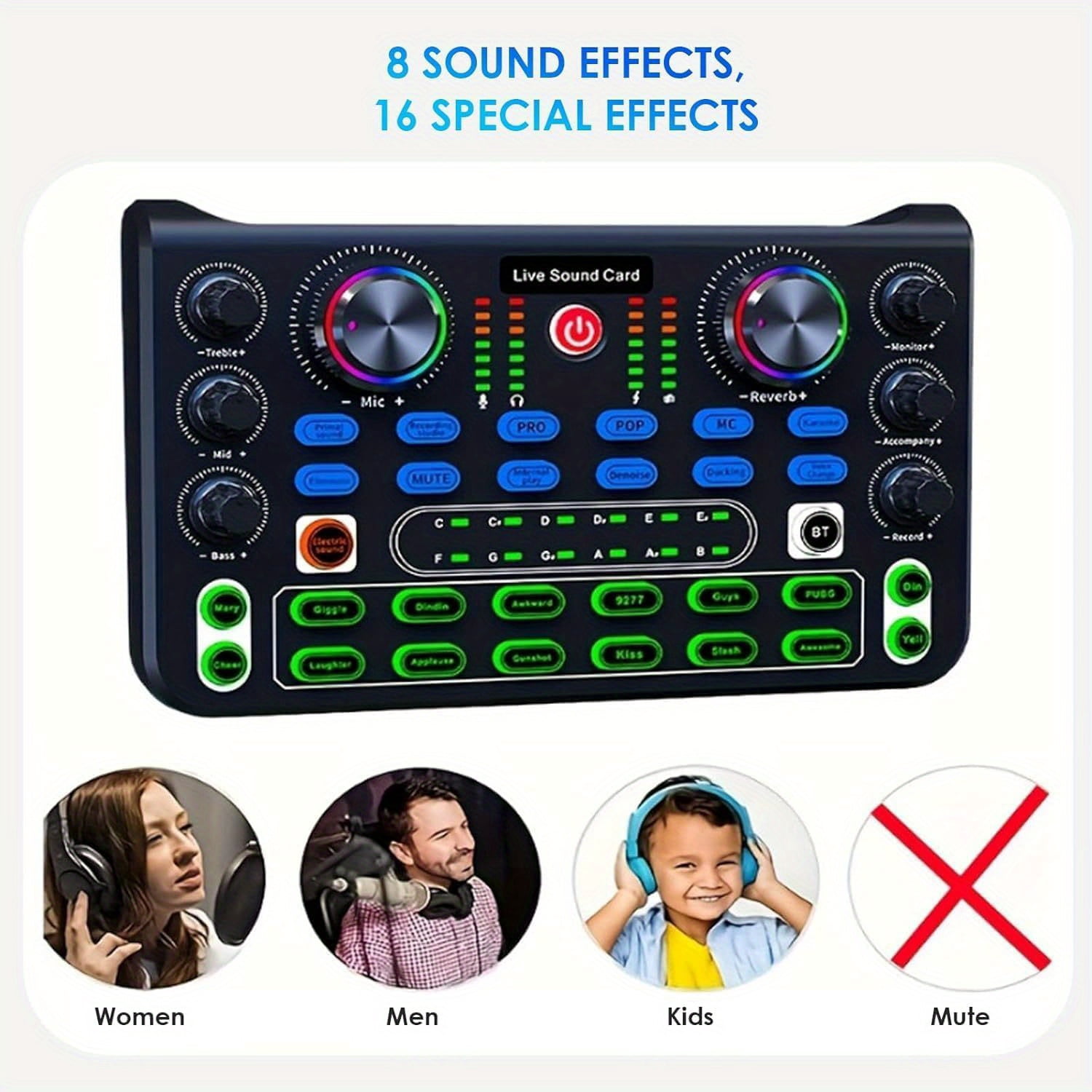 All-in-One Audio Interface & Podcast Equipment with DJ Mixer Effects, Noise Reduction, Plug & Play