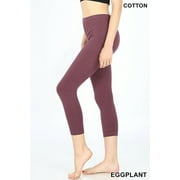 Zenana Premium Cotton Capri 3/4 Length Leggings Multiple Solid Colors Womens Sizes (S-XL) Womens Plus Sizes (1X-3X)
