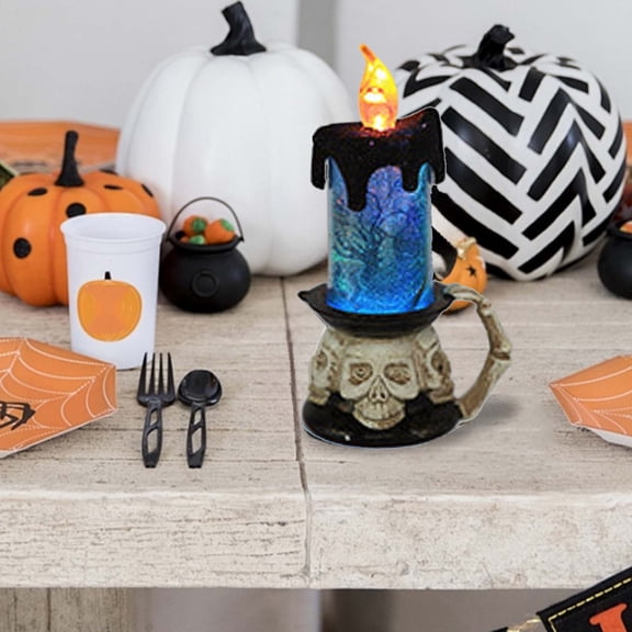 Halloween LED Candles Pumpkin Lights Battery Operated, Material, Decor for Home, Halloween Party, Desktop, Shelves, Mantels, Create a Uncanny & Eerie Atmosphere, 1PC