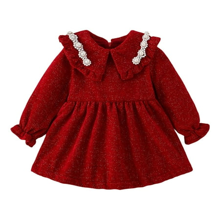 

Toddler Girls Long Sleeve Solid Color Sequin Ruffles Velvet Dress Dance Party Dresses Clothes Baby Girl Christmas Dresses Sleeveless Floral Dress 7-8 Girls Clothes Leotards Dress for Girls Girls Dress