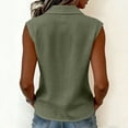 thumbnail image 4 of Olyvenn 2026 Summer Fashion Women's Collared Sleeveless Button Down Solid Color Linen Blouse Casual Loose Fit Tops Green XXXL, 4 of 7